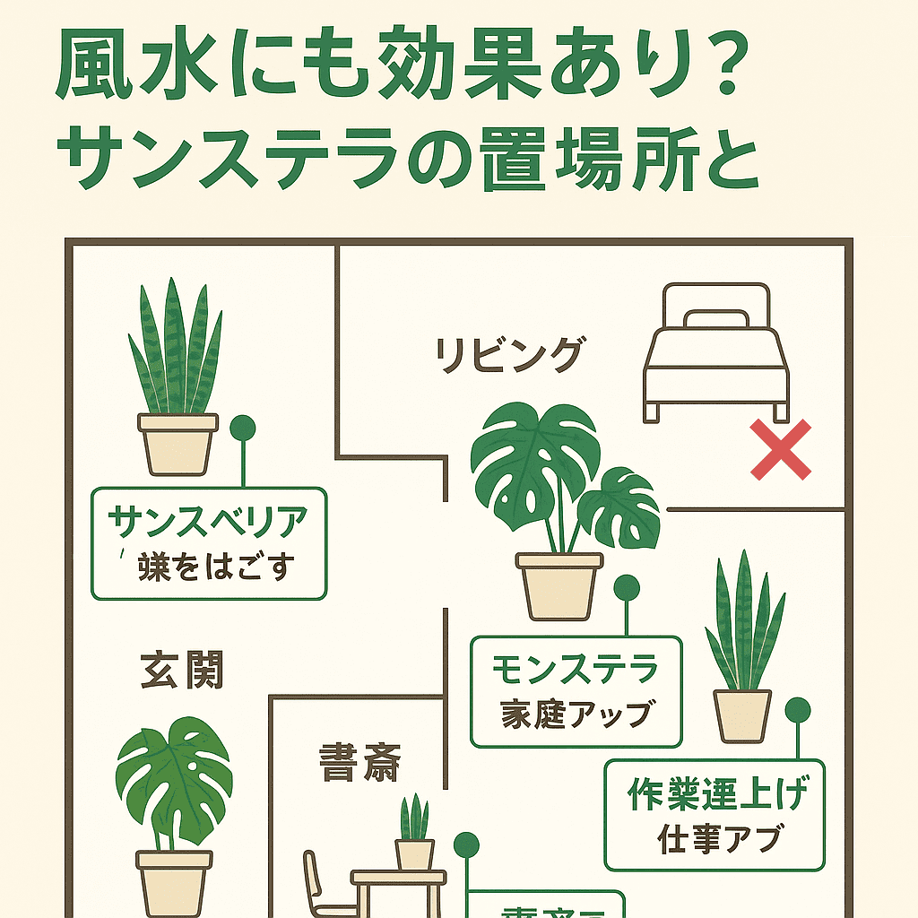 サンスベリアやモンステラの風水効果と置き場所で運気を上げる方法